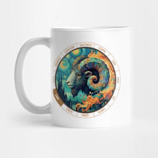 ZODIAC Aries - Astrological ARIRS - ARIRS - ZODIAC sign - Van Gogh style - 10 Mug